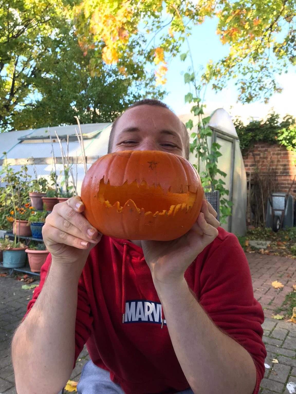 Getting ready for spooky season by carving our pumpkins